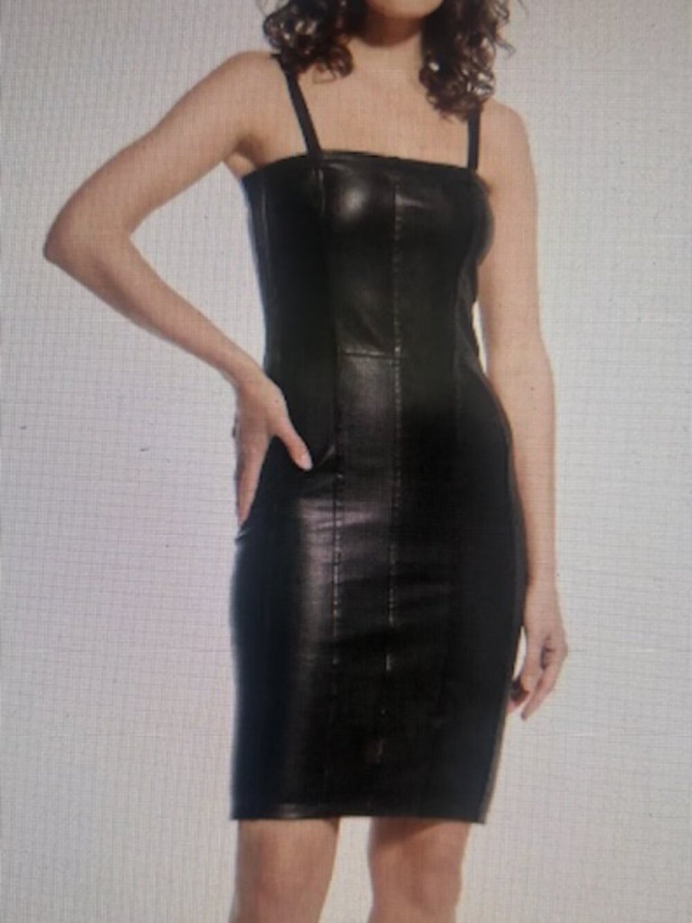 AS by DF Revenge Lush Black Stretch Leather Lined Detachable Strap Zip Dress NWT